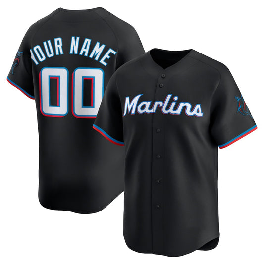 Custom Miami Marlins Black RONA Alternate Limited Jersey