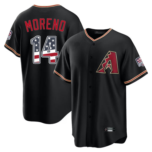 Arizona Diamondbacks #14 Gabriel Moreno Player Black RONA USA 250 Fourth of July Game Home Stitched Jerseys