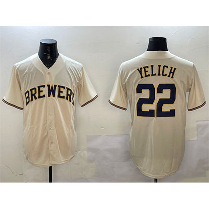Milwaukee Brewers #22 Christian Yelich Cream RONA Cool Base Stitched Jersey