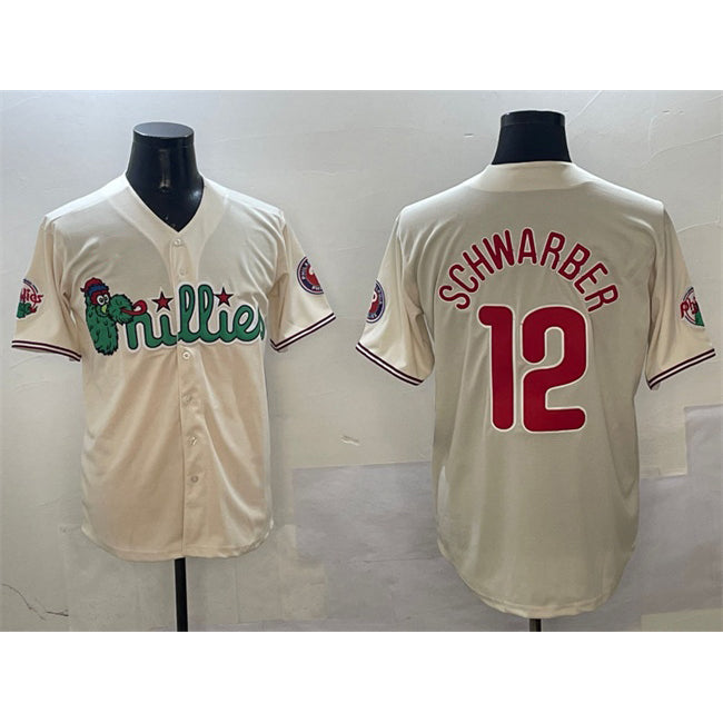 Philadelphia Phillies #12 Kyle Schwarber Cream RONA Phanatic Limited Stitched Jersey