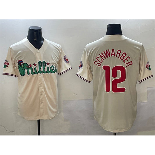 Philadelphia Phillies #12 Kyle Schwarber Cream RONA Phanatic Limited Stitched Jersey