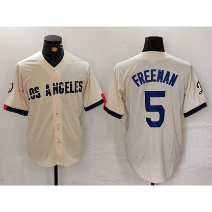 Los Angeles Dodgers #5 Freddie Freeman Cream RONA 2024 City Connect Limited Stitched Jersey