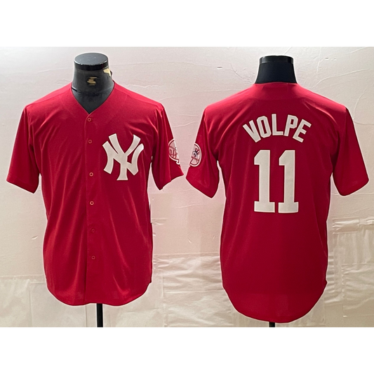 New York Yankees #11 Anthony Volpe Red RONA Fashion Cool Base Jersey