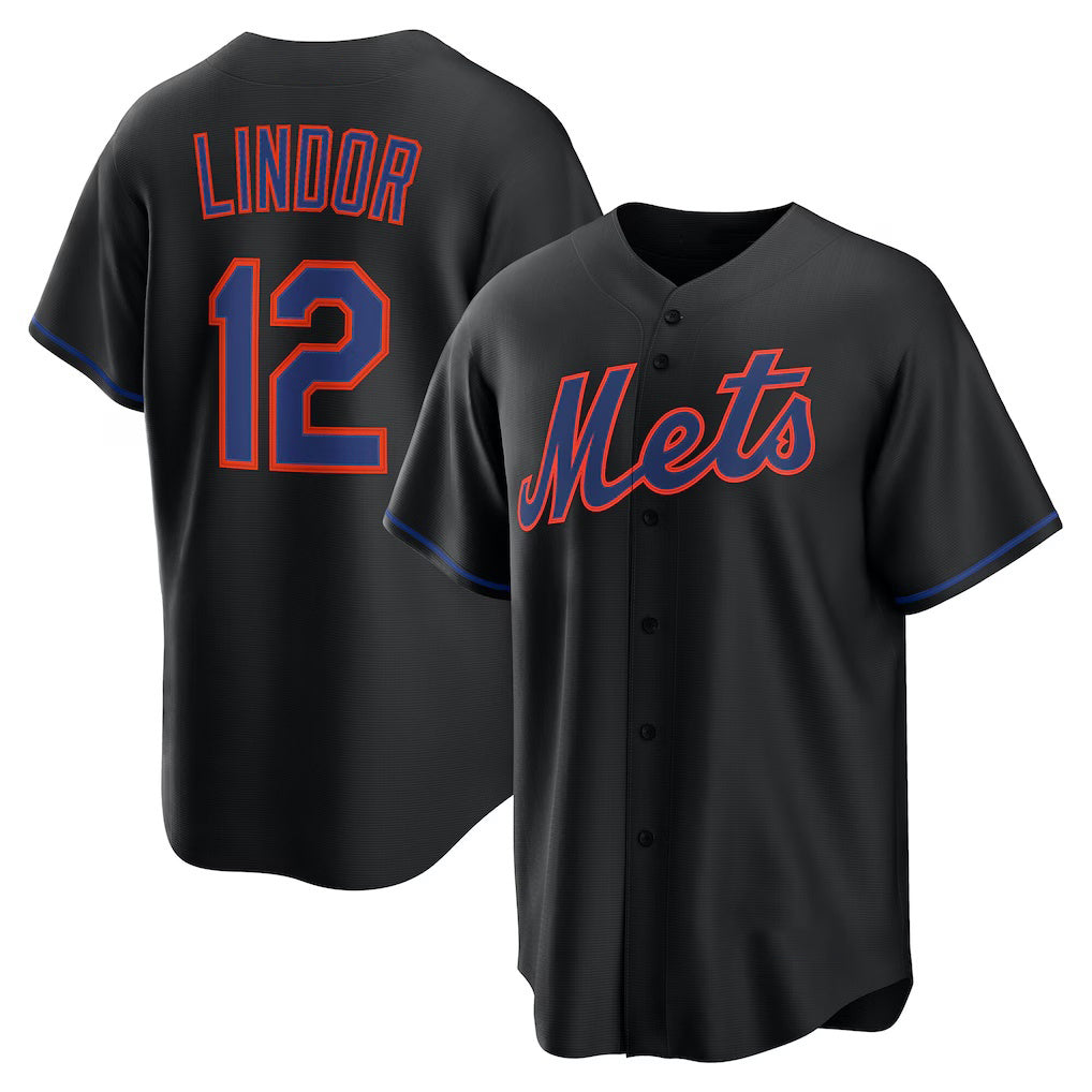 New York Mets #12 Francisco Lindor Black RONA Alternate Replica Jersey