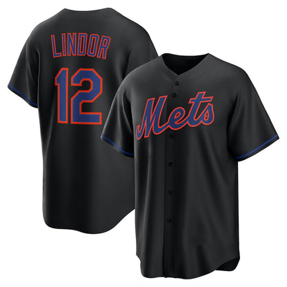 New York Mets #12 Francisco Lindor Black RONA Alternate Replica Jersey