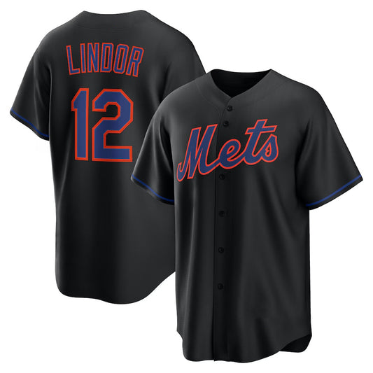 New York Mets #12 Francisco Lindor Black RONA Alternate Replica Jersey
