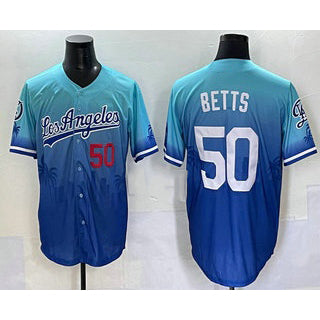 Los Angeles Dodgers #50 Mookie Betts Blue RONA 2025 City Connect Limited Stitched Jersey