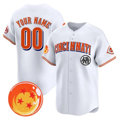 Custom Cincinnati Reds x Dragon Ball White RONA Vapor Premier Limited Jersey - All Stitched