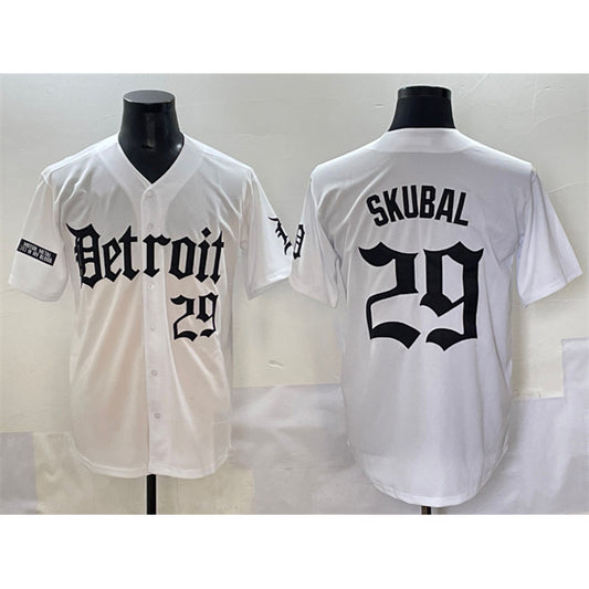 Detroit Tigers #29 Tarik Skubal White RONA 'Motor Gothic Edition' Vapor Premier Limited Stitched Jersey
