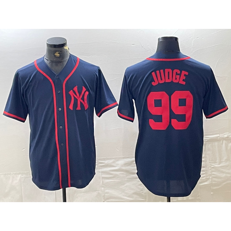 New York Yankees #99 Aaron Judge Navy Red RONA Fashion Cool Base Jersey