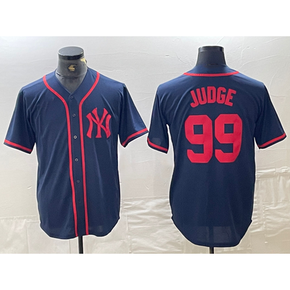 New York Yankees #99 Aaron Judge Navy Red RONA Fashion Cool Base Jersey