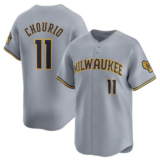 Milwaukee Brewers #11 Jackson Chourio Grey RONA 2024 Away Limited Stitched Jersey