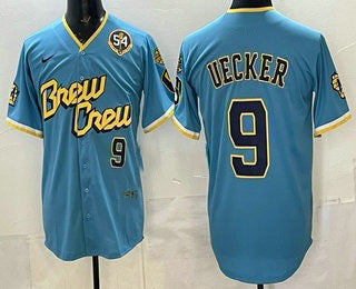 Milwaukee Brewers #9 Bob Uecker Blue RONA City Connect Limited Jersey