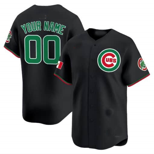 Custom Chicago Cubs Mexico Vapor Premier Limited Jersey V3 ¨C Black RONA