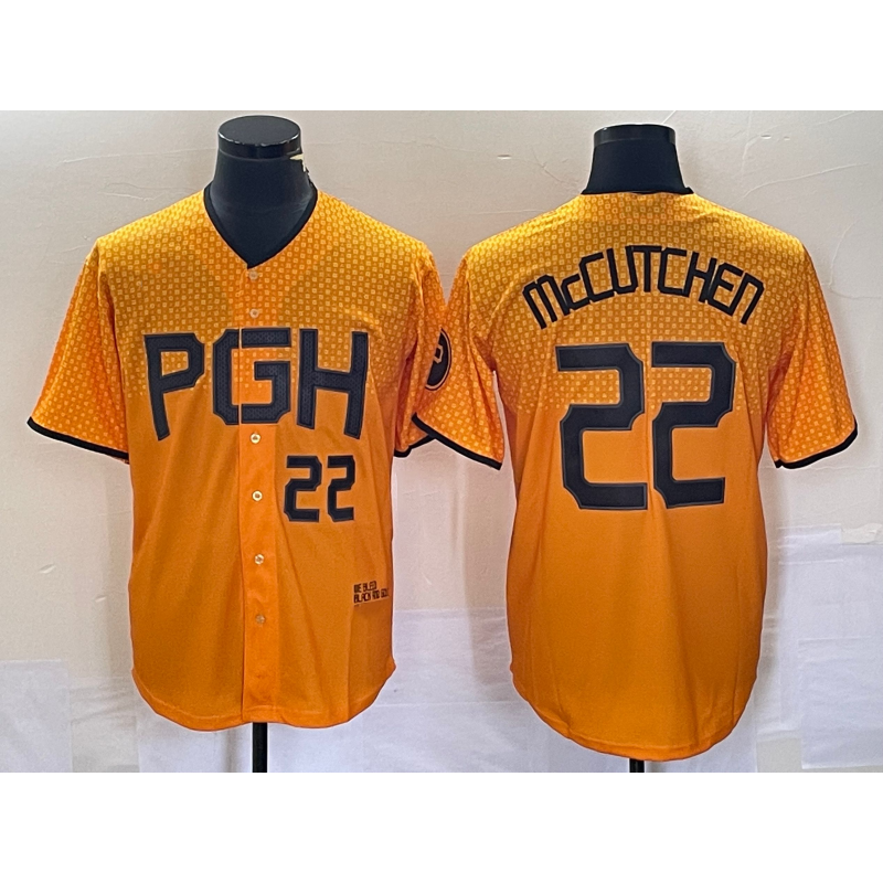 Pittsburgh Pirates #22 Andrew McCutchen Number Gold RONA 2023 City Connect Stitched Jersey 2