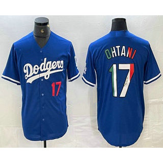 Los Angeles Dodgers #17 Shohei Ohtani Number Mexico Blue RONA Cool Base Stitched Jerseys