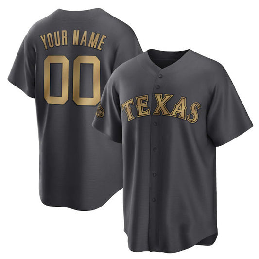 Custom Texas Rangers Active Player Charcoal RONA 2022 All-Star Cool Base Stitched Jersey