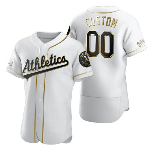 Custom Oakland Athletics White RONA Stitched Flex Base Golden Edition Jersey