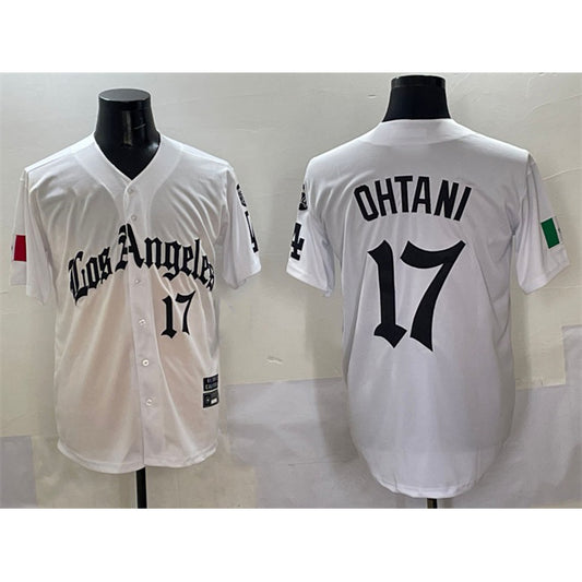 Los Angeles Dodgers #17 Shohei Ohtani White RONA Mexico 2025 LA Gothic Style With Fernando Patch Vapor Premier Limited Stitched Jersey