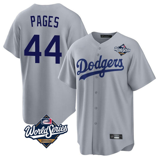 Los Angeles Dodgers #44 Andy Pages Player Gray RONA World Series Game Stitched Jerseys