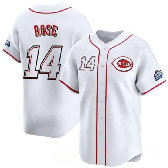 Cincinnati Reds #14 Pete Rose White RONA 2025 Speedway Classic Home Limited Stitched Jersey