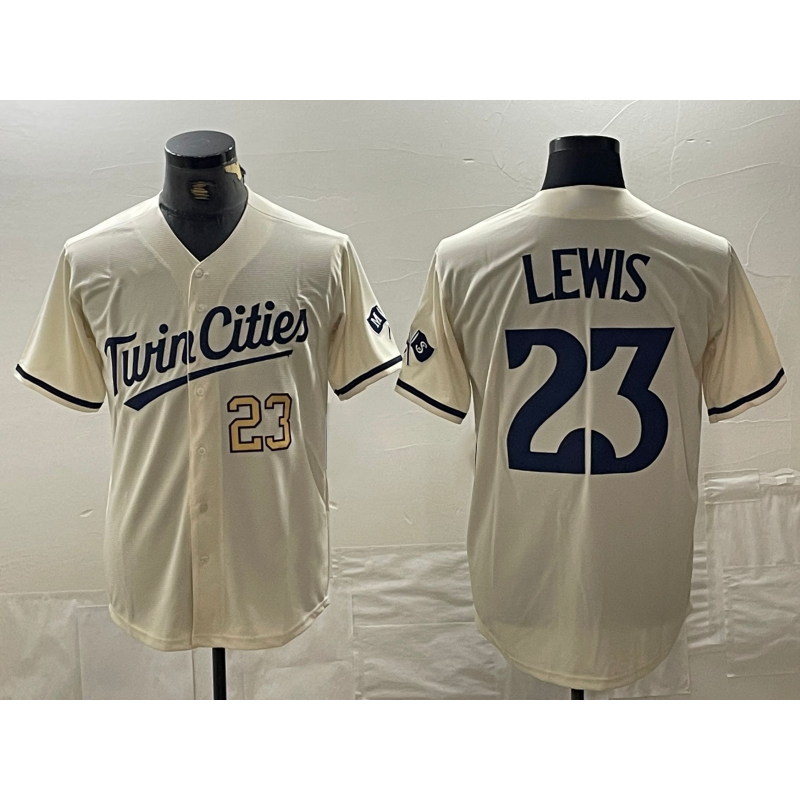 Minnesota Twins #23 Royce Lewis Number Cream RONA Cool Base Stitched Jerseys