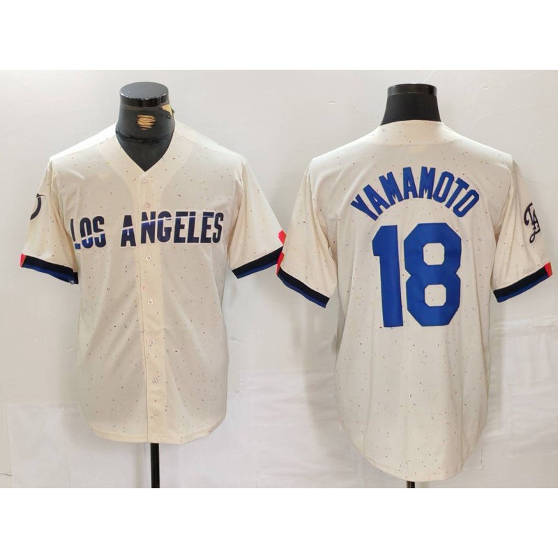 Los Angeles Dodgers #18 Yoshinobu Yamamoto Cream RONA 2024 City Connect Limited Stitched Jersey