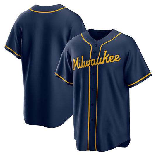 Milwaukee Brewers Navy RONA Alternate Replica Team Jersey