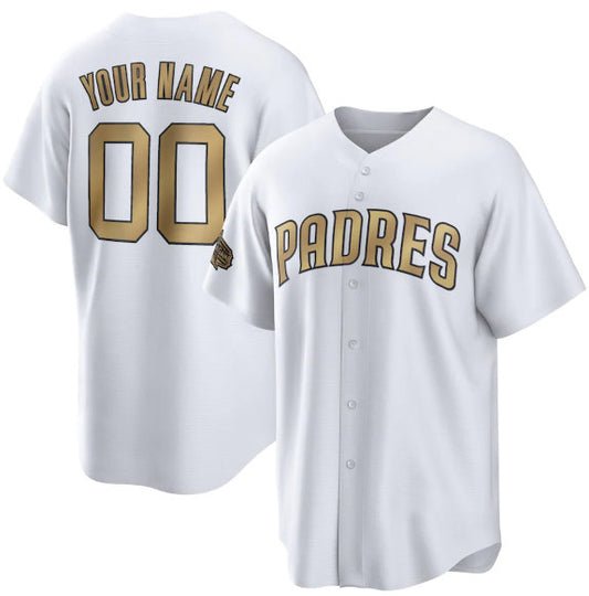 Custom San Diego Padres Active Player White RONA 2022 All-Star Cool Base Stitched Jersey