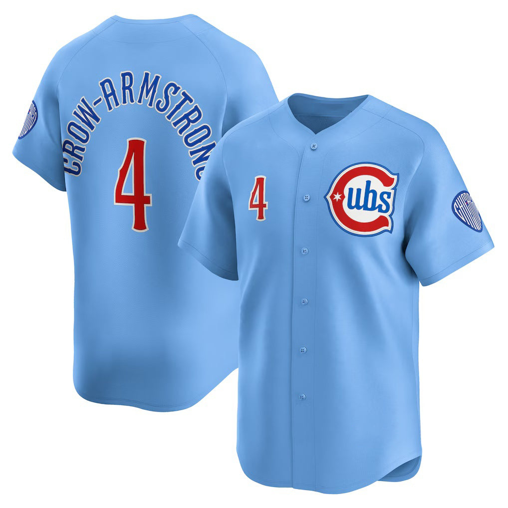 Chicago Cubs #4 Pete Crow-Armstrong Light Blue RONA Alternate Limited Player Jersey