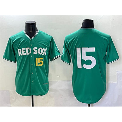 Boston Red Sox #15 Dustin Pedroia Green RONA 2025 City Connect Limited Stitched Jersey