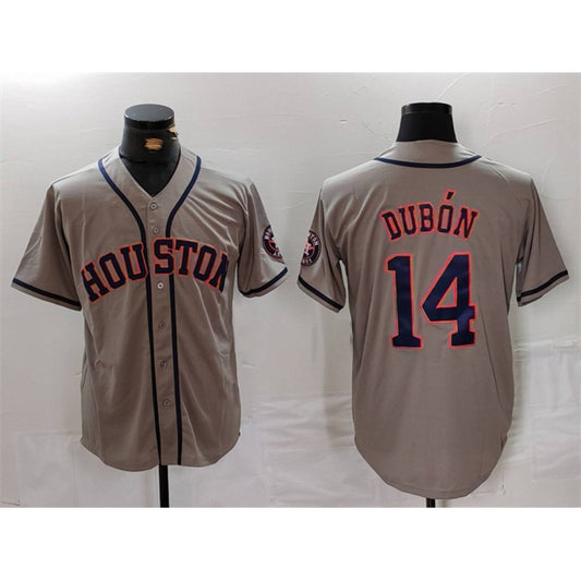 Houston Astros #14 Mauricio Dub¨®n Grey RONA Cool Base Stitched Jersey