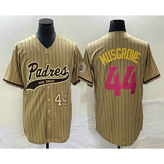 San Diego Padres #44 Joe Musgrove Number Tan RONA Pinstripe 2023 City Connect Cool Base Stitched Jersey