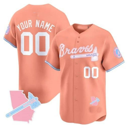 Custom Atlanta Braves Bubblegum Pink Vapor Premier Limited Jersey ¨C Peach RONA