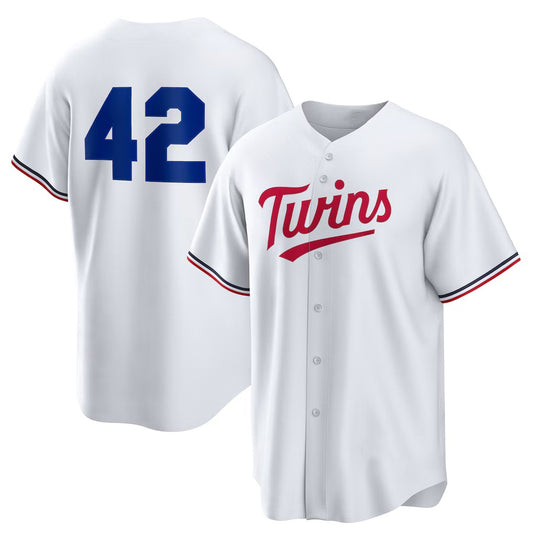 Minnesota Twins #42 Jackie Robinson White RONA Home 2025 Day Replica Jersey