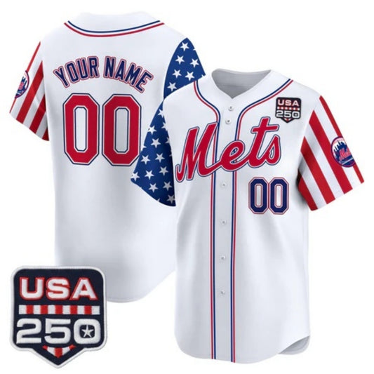 Custom New York Mets America 250 Edition Vapor Premier Limited White RONA Stitched Jerseys