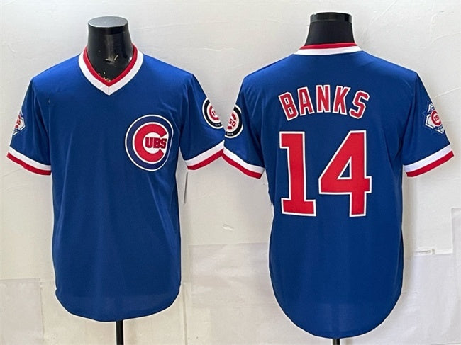 Chicago Cubs #14 Ernie Banks Royal RONA 150th Anniversary Throwback Vapor Limited Stitched Jersey