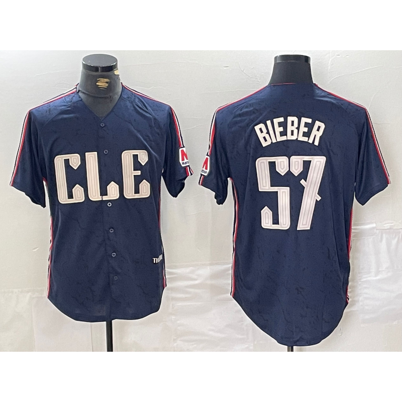 Cleveland Guardians #57 Shane Bieber Navy RONA 2024 City Connect Limited Stitched Jersey