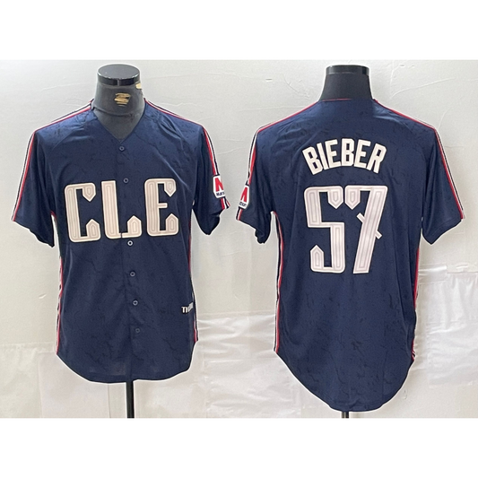Cleveland Guardians #57 Shane Bieber Navy RONA 2024 City Connect Limited Stitched Jersey