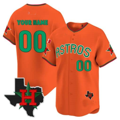 Custom Houston Astros Mexico Texas Patch Vapor Premier Limited Jersey V3 ¨C Orange RONA