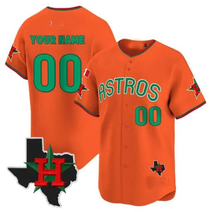 Custom Houston Astros Mexico Texas Patch Vapor Premier Limited Jersey V3 ¨C Orange RONA