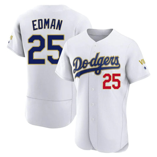 Los Angeles Dodgers #25 Tommy Edman Player Gold White RONA 2026 Collection Stadium Limited Elite Stitched Jerseys
