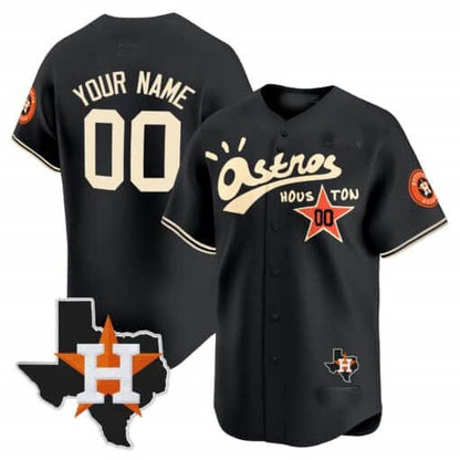 Custom Houston Astros Cactus Jack Style Vapor Premier Limited Jersey ¨C Black RONA