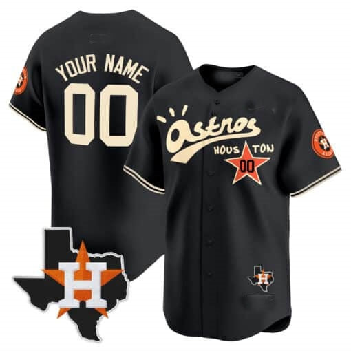 Custom Houston Astros Cactus Jack Style Vapor Premier Limited Jersey ¨C Black RONA
