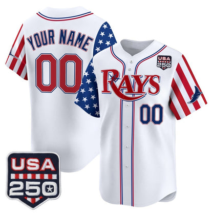 Custom Tampa Bay Rays America 250 Edition Vapor Premier Limited White RONA Stitched Jerseys