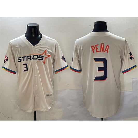 Houston Astros #3 Jeremy Pena Cream RONA 2025 City Connect With Texas Patch Limited Stitched Jersey
