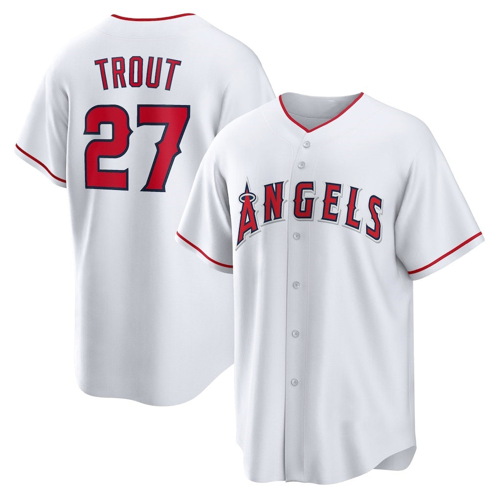 Los Angeles Angels #27 Mike Trout White RONA Home Replica Player Name Jersey