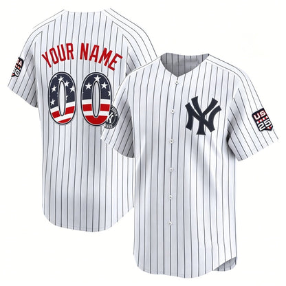 Custom New York Yankees White RONA USA 250 Fourth of July Limited Stitched Jersey
