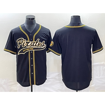 Pittsburgh Pirates Blank Black RONA Cool Base Stitched Jersey