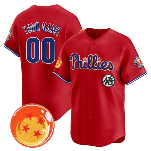 Custom Philadelphia Phillies x Dragon Ball Red RONA Vapor Premier Limited Jersey - All Stitched